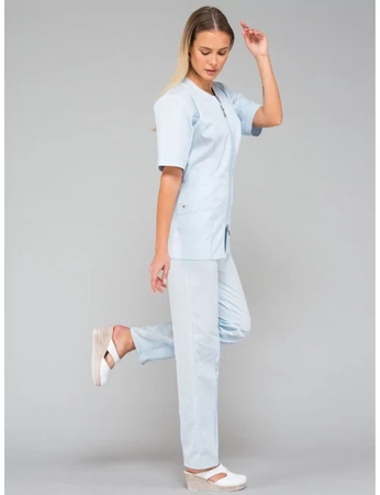 Bluza medyczna zapinana na zamek krótki rękaw EWA - baby blue