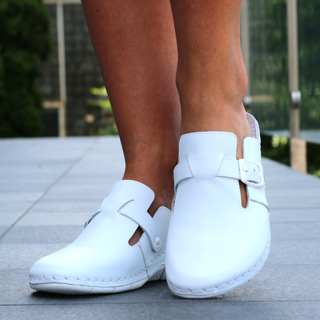 Buty skórzane KD MED 104 - białe  