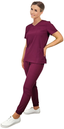 Bluza medyczna elastyczna Regular Fit  - śliwkowa