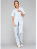 Bluza medyczna zapinana na zamek krótki rękaw EWA - baby blue