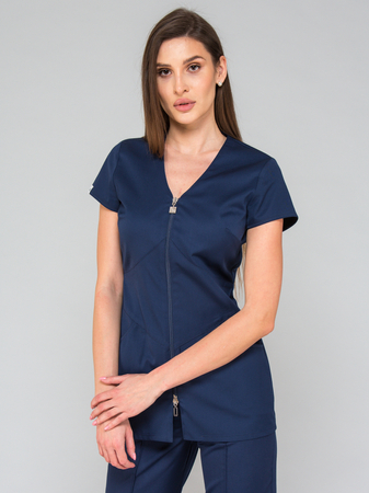 Bluza medyczna dla pielęgniarek z krótkim rękawem LILY - atramentowa
