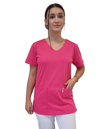 Bluza medyczna elastyczna bawełna, ELASTIC BLOOM - amarantowa